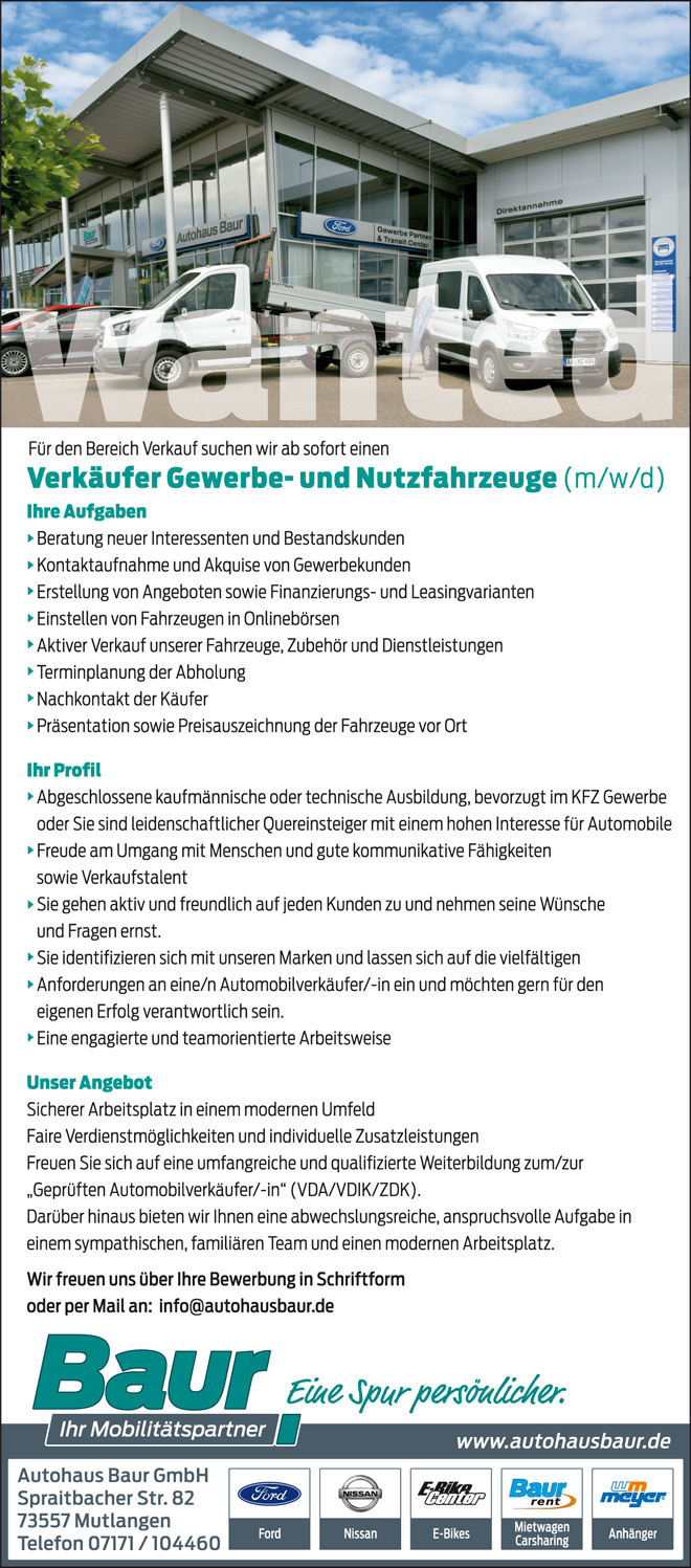 Verkäufer GEwerbe- und Nutzfahrzeuge (m/w/d)